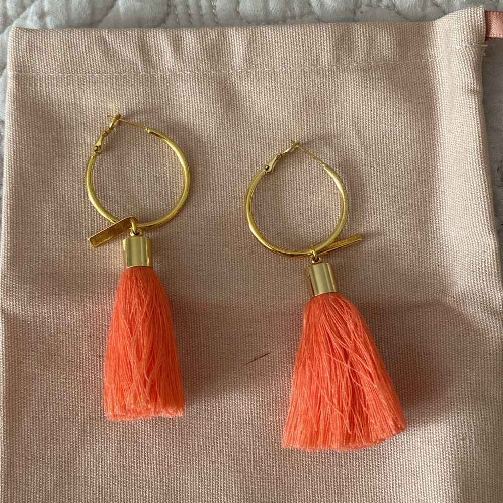 Mignonne Gavigan coral tassel earrings